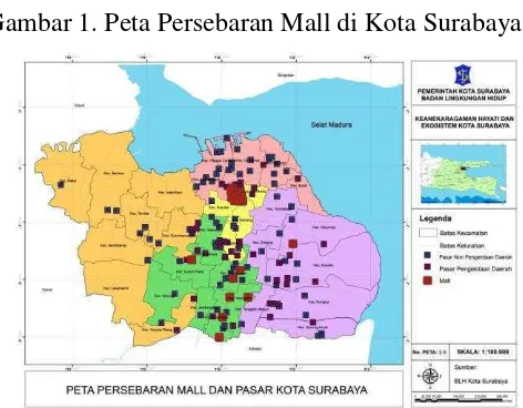 Gambar 1. Peta Persebaran Mall di Kota Surabaya 