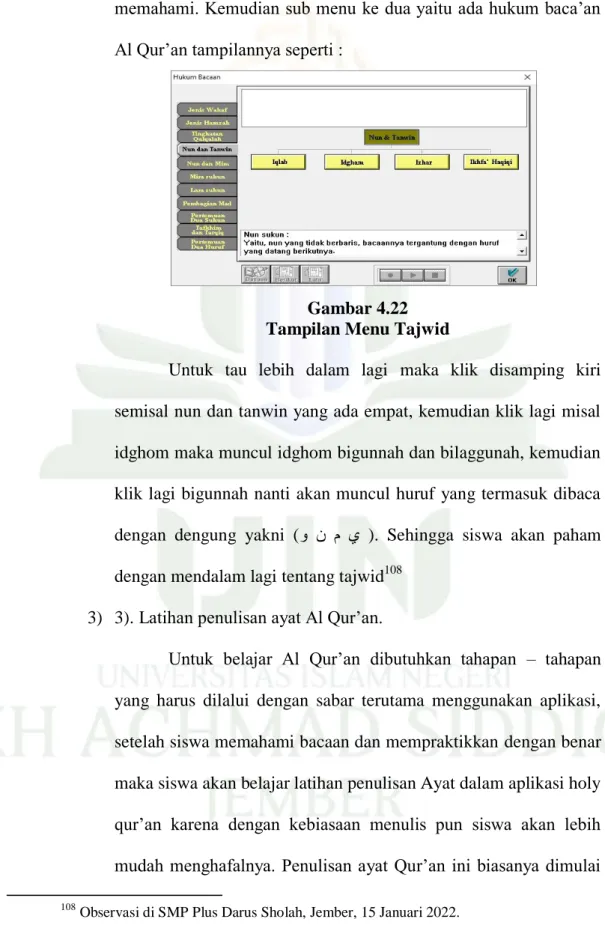 Gambar 4.22   Tampilan Menu Tajwid 