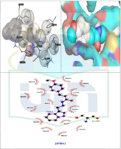Gambar 4.3  Visualisasi interaksi p-methoxycinnamoyl triptamine dengan   