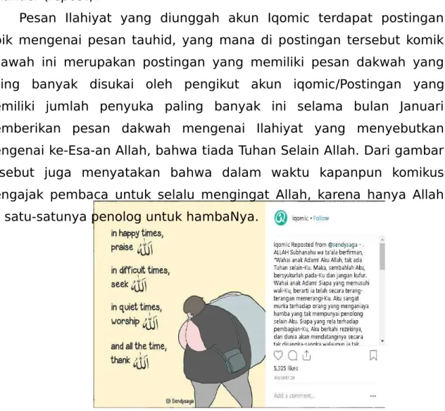 Gambar 4.1 Postingan Iqomic mengenai pesan dakwah Ilahiyat.