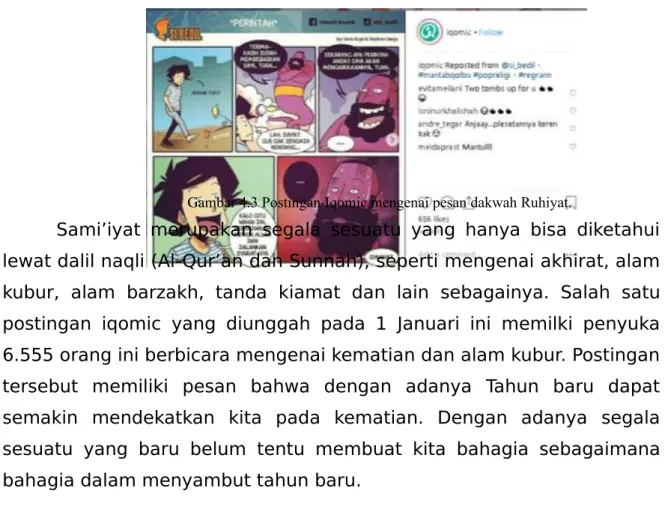 Gambar 4.3 Postingan Iqomic mengenai pesan dakwah Ruhiyat.