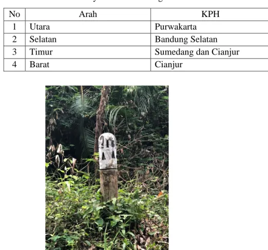 Gambar 1. Pal Batas RPH Cipeundeuy dengan RPH Rajamandala  4.1.3   Penataan Hutan 