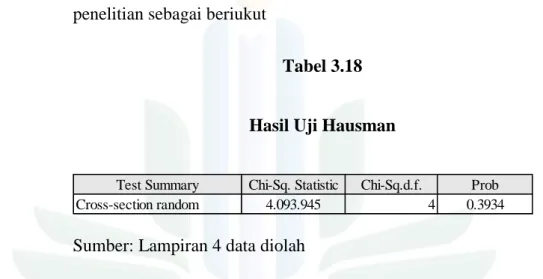 Tabel 3.18  Hasil Uji Hausman 