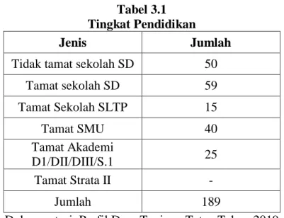 Tabel 3.1  Tingkat Pendidikan 
