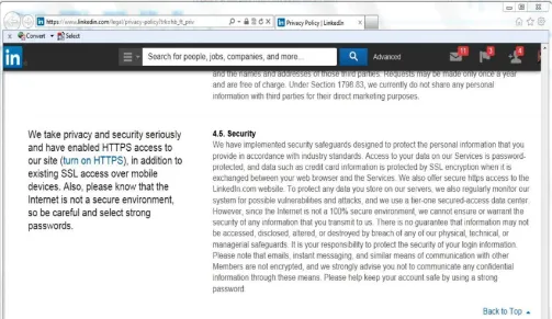 FIGURE 2.Security statement at LinkedIn site.