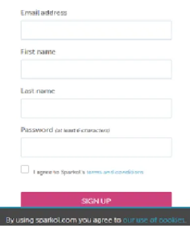 Gambar 2.2. Tampilan Sign-Up Untuk Mendaftar  4.  Isi email, nama dan password, klik “I agree” lalu sign up
