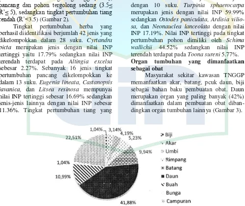 Gambar 2. Indeks keanekaragaman dan kekayaan jenis tumbuhan obat di TNGGP 