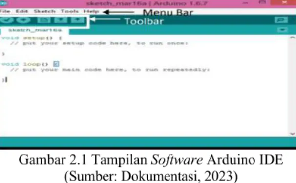 Gambar 2.1 Tampilan Software Arduino IDE  (Sumber: Dokumentasi, 2023) 