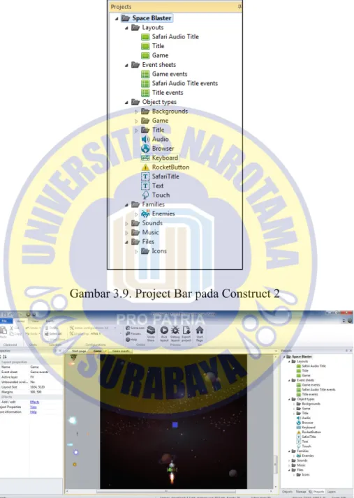 Gambar 3.9. Project Bar pada Construct 2 