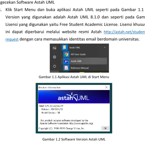 Gambar 1.1 Aplikasi Astah UML di Start Menu 
