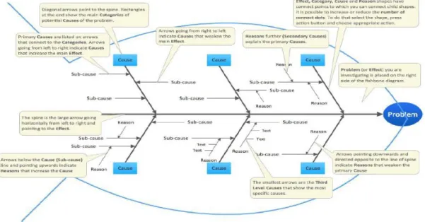 Figure 2.3 Structure of Fish Bone Diagram  Source:  http://www.mindtools.com 