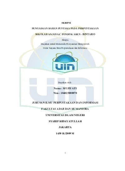 Pengadaan Bahan Pustaka Pada Perpustakaan Sekolah AN-Nisa' Pondok Aren ...