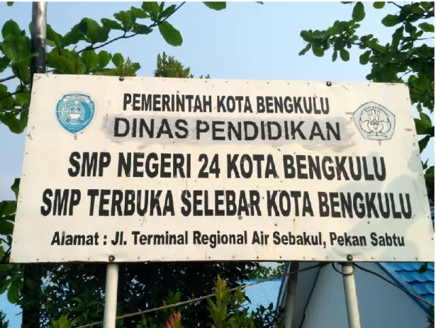 Foto : Plang Nama SMPN 24 Kota Bengkulu 