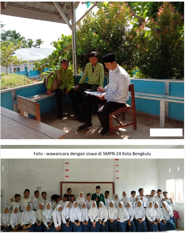 Fota Bersama Siswa di SMPN 24 Kota Bengkulu  Foto : wawancara dengan siswa di SMPN 24 Kota Bengkulu 