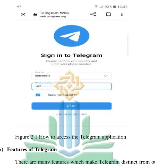Figure 2.1 How to access the Telegram application  a)  Features of Telegram 