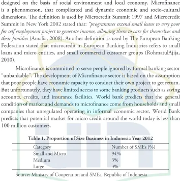 Table 1. Proportion of Size Business in Indonesia Year 2012