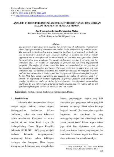 Analisis Yuridis Perlindungan Hukum Terhadap Saksi Dan Korban