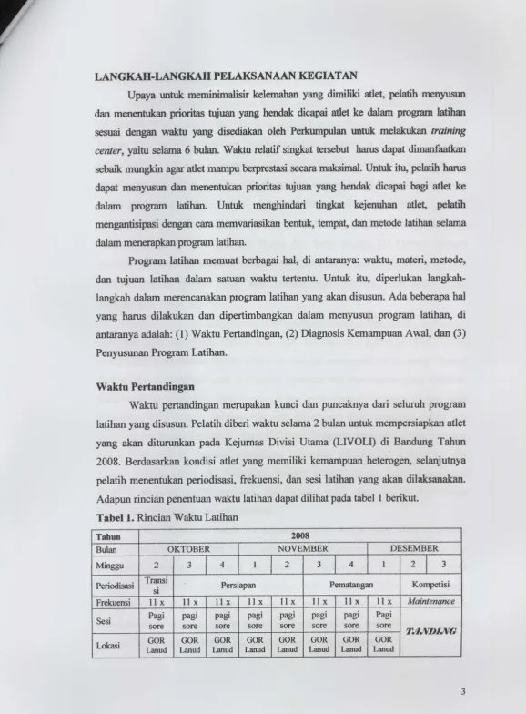 Tabel 1. Rincian Waktu Latihan