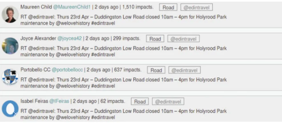 Fig. 5.3 Early notifications pertaining to road closure in Duddingston Low Road, Edinburgh