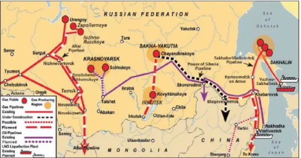 Figure 2. East Siberia Oil and Gas Energy Pipeline Route (ESPO and Power of Siberia)   Source: Shi