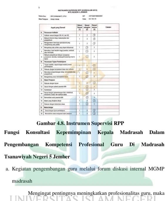 Gambar 4.8. Instrumen Supervisi RPP 