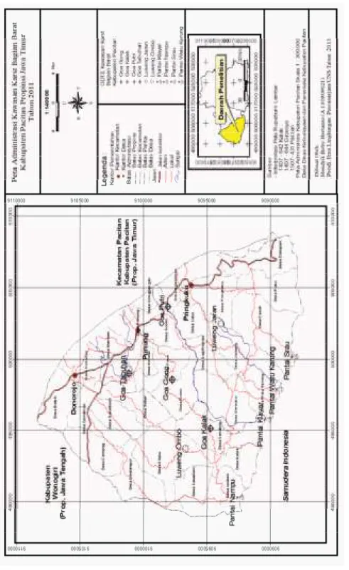 Gambar 6. Peta Administrasi Kawasan Karst Bagian Barat Kabupaten Pacitan Propinsi Jawa Timur Tahun 2011