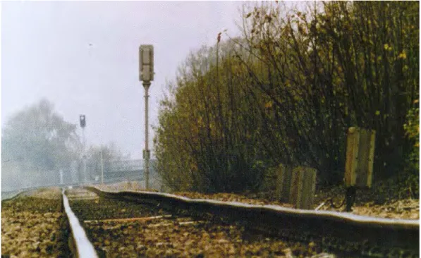 Figure 2.19 Cyclic top in continuous welded track. In extreme cases these dips can  cause vehicle derailment (Cope and Ellis 2001) 