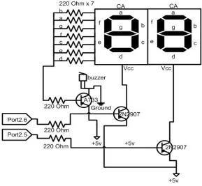 Gambar 3.7 Rangkaian buzzer  dan driver dari 7_segment. 