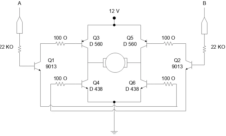 Gambar 3.6. Driver motor DC menggunakan rangkaian H-Bridge