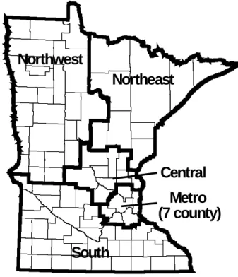 Figure 4.1:  Regions identified and used for data acquisition and analysis 