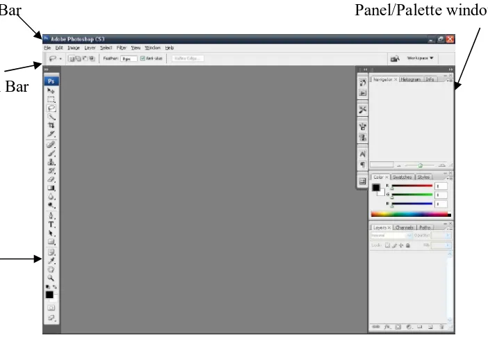 Gambar 4.8 Jendela Utama Adobe Photoshop CS 3 