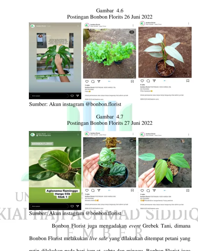 Gambar  4.6                                                                                                Postingan Bonbon Florits 26 Juni 2022 