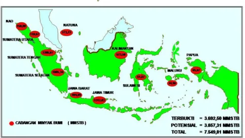 Gambar 4. Peta sebaran minyak bumi di Indonesia 