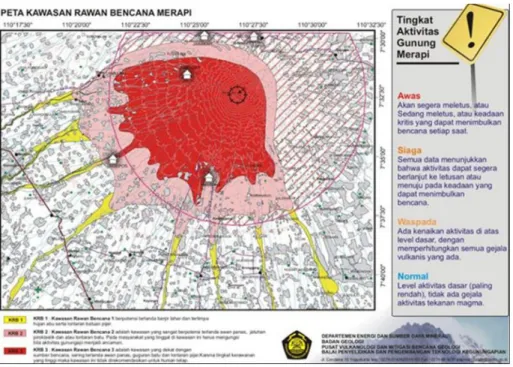 Gambar 2. 5 Contoh peta rawan bencana Gunung Merapi (BPPT Kegunungapian) 