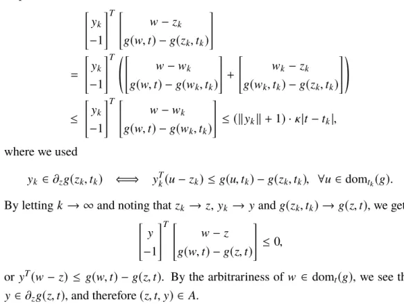 1. graph t (g) is κ 1 -Lipschitz in t , and for each fixed t ∈ [0, T ] , g(·, t) is a proper convex function,