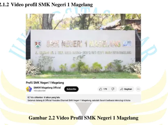 Gambar 2.2 Video Profil SMK Negeri 1 Magelang 