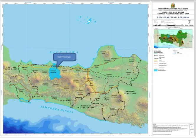 Gambar 2.1 Peta Orientasi Kabupaten Pekalongan terhadap Provinsi Jawa  Tengah 