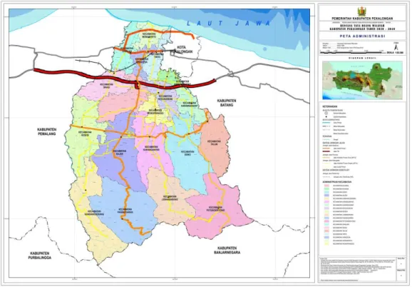 Gambar 2.2  Peta Administrasi Kabupaten Pekalongan  c.  Kondisi Topografi 