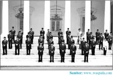 Gambar 5.4 Menteri foto bersama, dalam sistempemerintahan menurut UUD 1945, presidenmembentuk kabinet.