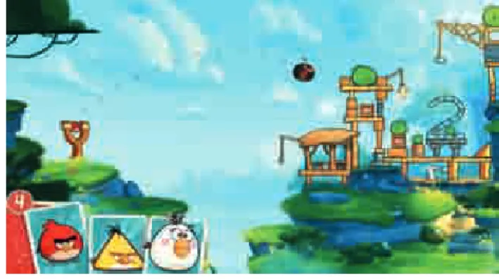 Gambar di bawah menunjukkan game Angry Birds. Perhatikan gerak benda yang  terlontar dari katapel.