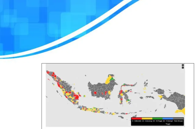 Gambar 4.1. Sebaran Wilayah Pemetaan Indeks Daya Saing Daerah di Indonesia.  : (a) untuk wilayah Provinsi  (b) untuk wilayah Kabupaten dan Kota 