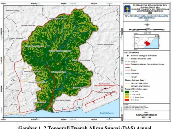 Gambar 1. 2 Topografi Daerah Aliran Sungai (DAS) Ampal 