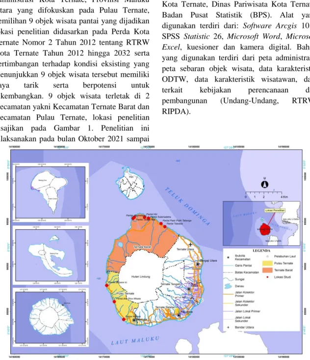 Gambar 1. Peta lokasi penelitian Kota Ternate  Sumber: Bappelitbangda Kota Ternate, 2019 