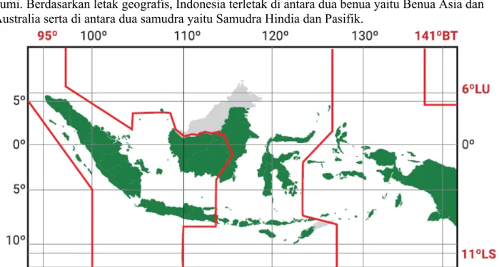 Gambar 1.2 Letak astronomis Indonesia  Sumber: Kemendikbud/mrizalabdi (2020)