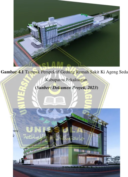Gambar 4.1 Tampak Perspektif Gedung Rumah Sakit Ki Ageng Sedayu  Kabupaten Pekalongan