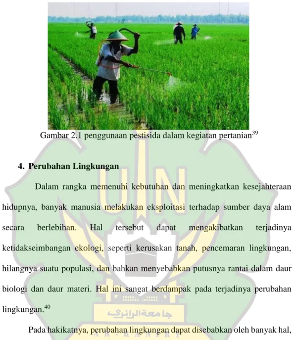 Gambar 2.1 penggunaan pestisida dalam kegiatan pertanian 39 4.  Perubahan Lingkungan 