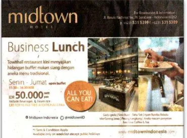 Gambar 1. Iklan Business Lunch Midtown Hotel di Harian Jawa Pos 
