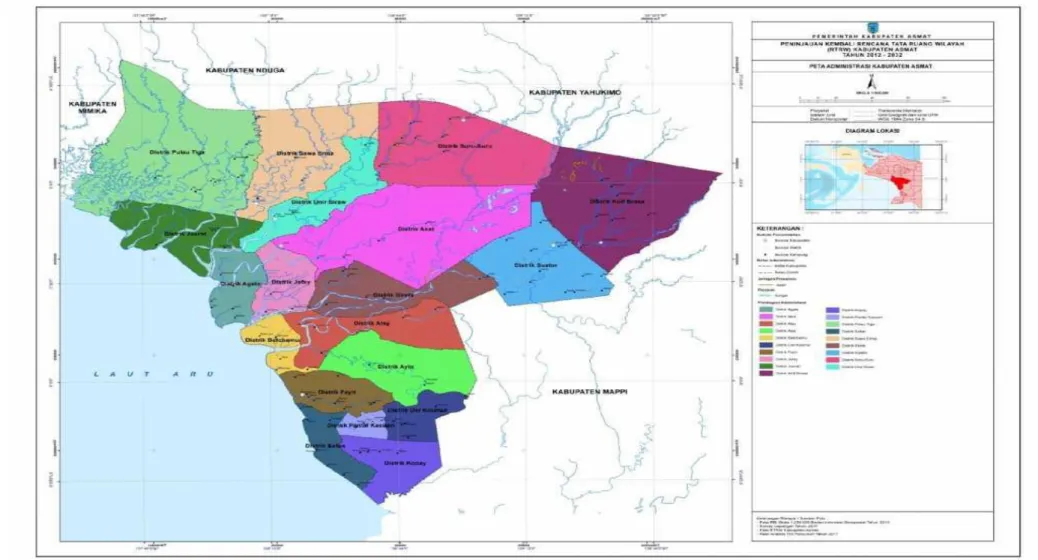 Gambar 2.1.   Peta Administrasi Kabupaten Asmat 