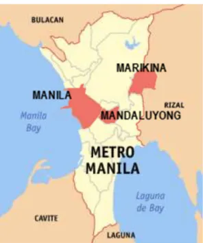 Figure 2. Map of the National Capital Region Highlighting Selected LGUs in Metro Manila