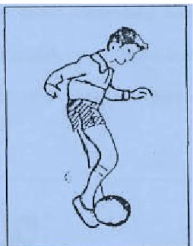 Gambar 2.9 Sikap badan saat menendang dengan punggung kaki penuh (Sukatamsi,1985:109)